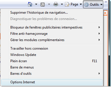 menu outils