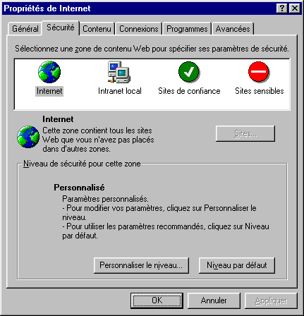 Propriétés IE 5